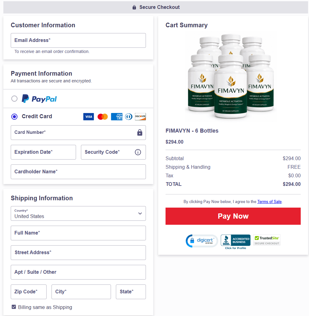 secure checkout page